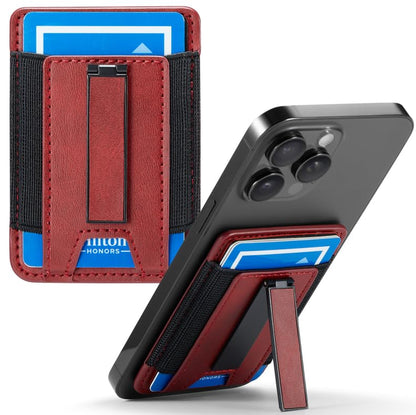 Phone Card Holder Wallet with Stand, Hold 6 Card for iPhone Andriod - color: WinRed