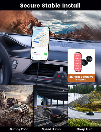 for Magsafe Car Mount Charger 15W LED RGB Car Phone Holder for Dash Vent - color: A Colorful Charger