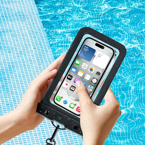 Waterproof Phone Pouch, Waterproof Phone Case for iPhone 16 15 14 13 Pro Max, IPX8 Cellphone Dry Bag Beach Cruise Ship Essentials 8.3"(Black) - color: Black