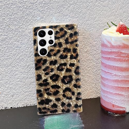 J.west Galaxy S22 Ultra Case 5G 6.8-inch, Phone Case S22 Ultra, Soft Sparkly Leopard Print Pearly Thinfoil Animal Design Women Girl Protective Case Phone Cover Compatible with Samsung S22Ultra - color: Wild Cheetah