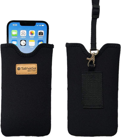 Tainada Neoprene Neck Cell Phone Sleeve Pouch w/Belt Loop Holster (Black) - color: Black