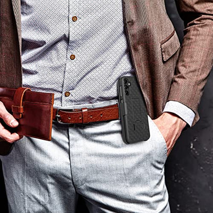MOTIVE for Samsung Galaxy A14 Case with Belt Clip, Rigid, Kickstand | 6.6" | Ranger v1 Series, Black, 360° holster, open-top/open-bottom port access, textured grip, slim design - size: A14