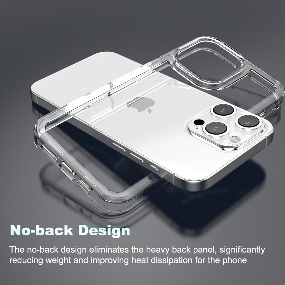 for iPhone 16 Pro Max Clear Bumper Frame No-Back Case, Slim Fit Ultra-Light Anti-Yellowing Transparent Protection Heat Dissipation Bezel Phone Cover Case 6.9" 2024 - color: Clear, size: iPhone 16 Pro Max