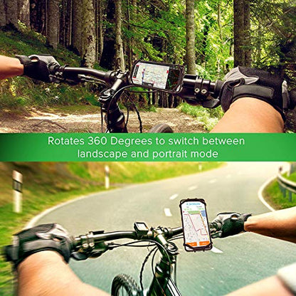 Bike Cell Phone Mount, Silicone Bike Bicycle Motorcycle MTB Stroller Handlebar, Universal Cycling Holder Fits 360° Rotation Compatible with All Apple iPhone Samsung Galaxy, Google Pixel