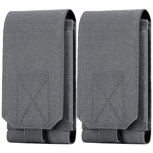 Tactical Molle Phone Holster Pouch, Universal Belt Waist Bag for iPhone 17 Pro Max/17 Pro/17/16 Pro Max/15 Pro Max/14 Pro Max/13/12, Samsung S25 Ultra/S24/S23, Size L - color: Gray(2 Pack)