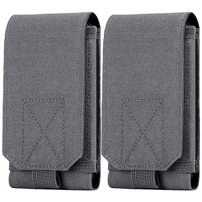 Tactical Molle Phone Holster Pouch, Universal Belt Waist Bag for iPhone 17 Pro Max/17 Pro/17/16 Pro Max/15 Pro Max/14 Pro Max/13/12, Samsung S25 Ultra/S24/S23, Size L - color: Gray(2 Pack)