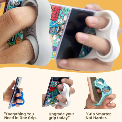 3D Printed Phone Finger Holder- 360° Rotatable Ring to Prevent Pinky/Ring Finger Strain,Stand for Back of Phone &a Bonus Phone Lanyard,Hand Grip for Mobile Devices. (2, Yellow&Light Blue) - color: Yellow&light blue