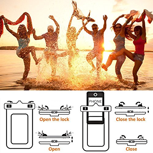 Kool Fluoresent Waterproof Phone Case, Pack of 2 IPX8 Cellphone Pouch Bag for iPhone X, 8, 7, 6 Plus, SE, Huawei Mate 9, Samsung S9+ S9 S8+ LG V20 HTC, Snowproof Dirtproof Outdoor (Yellow+Pink)