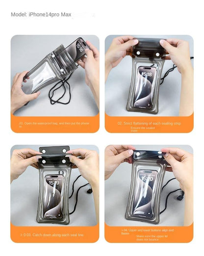 Waterproof Phone Pouch Case, IPX8 Rated, Touch Sensitive with 4-Layer Sealing, Universal Underwater Phone Dry Bag Black - color: black