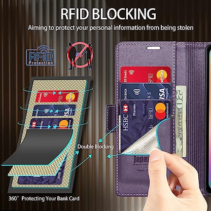 japezop Samsung Galaxy S21 5G Wallet Case with [RFID Blocking],Card Holder Kickstand Magnetic,Soft Leather Flip Case for Samsung Galaxy S21 5G 6.2 Inch (Fashion Purple) - color: Fashion Purple, size: S21 5G 6.2"