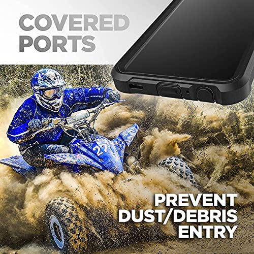ENCASED Rugged Belt Case for Samsung Galaxy A52 with Built-in Screen Protector and Holster Clip (Black)