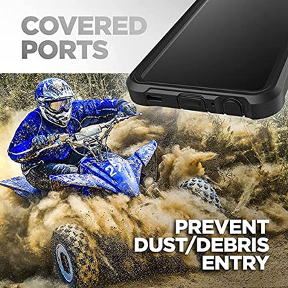 ENCASED Rugged Belt Case for Samsung Galaxy A52 with Built-in Screen Protector and Holster Clip (Black)