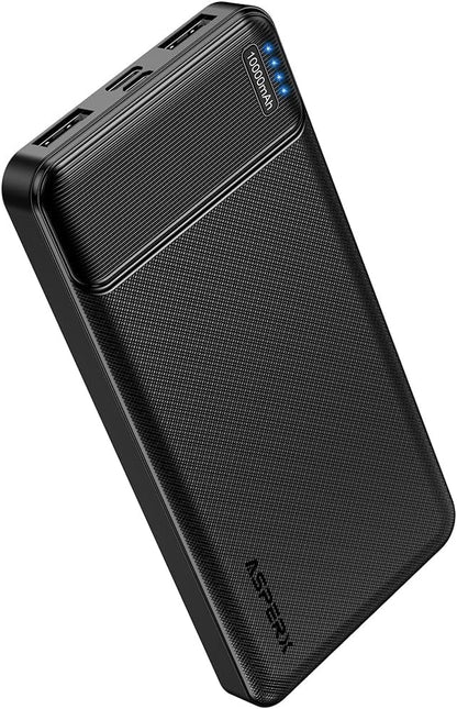 AsperX 10000mAh Portable Charger Dual USB Power Bank Battery Pack - color: Black