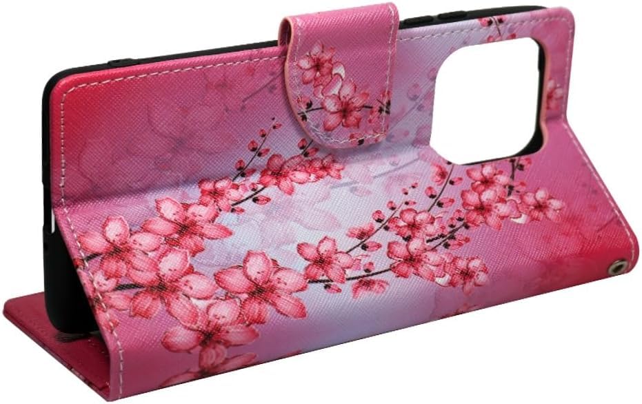 Zase for Motorola Moto G 5G (2025/2026) Moto G Play (2026) Wallet Phone Case Protective Cover [RFID Blocking] PU Leather Purse Magnetic Closure w/Kickstand Card Slot Wrist Strap (Pink Cherry Blossom) - color: Pink Cherry Blossom