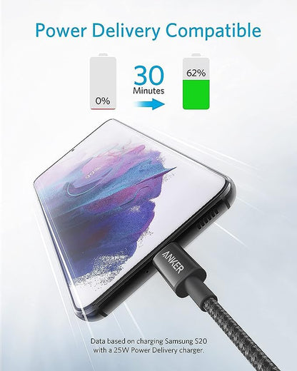 Anker USB C to USB C Cable, 60W Fast Charging Cable (2-Pack, 1 ft, Black) - color: Black, size: 1FT*2