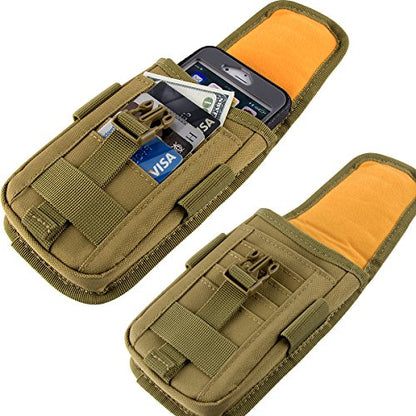 Tactical Phone Holster Pouch Case, Molle Gadget Bag Molle Attachment Belt Holder Waist Bag for 4.7"-6.9" with US Flag Patch for iPhone 18 Pro Max/17 Pro/16 Pro/15 Pro - color: Tan