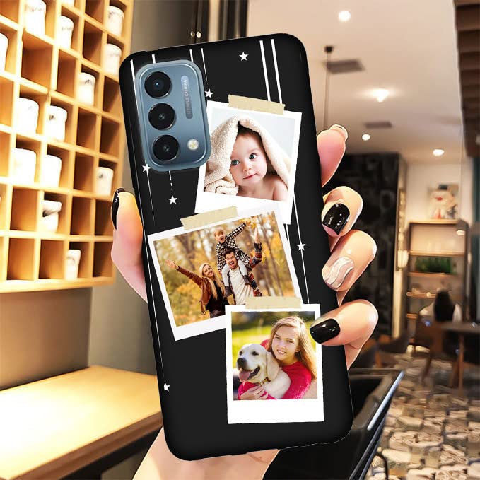 Custom Phone Case for OnePlus Nord N200 5G Photos Pictures Collage Text Name, Customized Personalized Phone Cover Anti-Scratch Soft Protective TPU Black Thin Cases 6.49-inch - color: Black 02 - Stars, 3 Photos