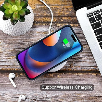 MZELQ Compatible with iPhone 15 Pro Case Card Holder -Blue | Wallet Cover,Camera Protection + Screen Protector Soft Card Slot Phone Case - color: Blue, size: iPhone 15 Pro