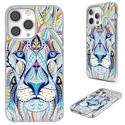 for iPhone 14 Pro Max Case for Girl Women Men, Full Protective Shockproof Slim Soft TPU Clear Phone Cover Cases for iPhone 14 ProMax 6.7,Cartoon Animal Totem Tattoo Head of The Lion - color: Animal Head of The Lion