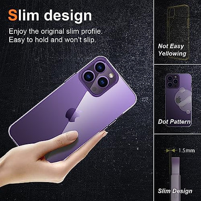 Silicone Clear iPhone 14 Pro Max Case,Ultra Thin with Comfort Grip | Soft Slim-Fit TPU iPhone 14 Pro Max Phone Cover,Non-Slip,Shockproof Protection,Scrath-Resistant - size: iPhone 14 pro max case