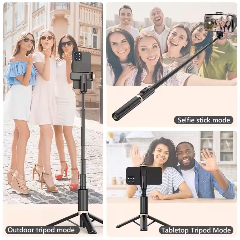 XIHAMA Selfie Stick Tripod with Light,3 in 1 Extendable Selfie Stick with Wireless Remote,Portable Phone Tripod Stand Compatible with iPhone 16 15 14,Samsung Smartphone and More - color: Pink+Light