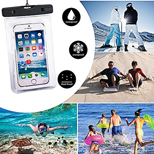 Upgraded Universal Waterproof Case, 2 Pack Waterproof Phone Pouch Dry Bag Compatible Within 6.5 inch Phone (Black & Blue) - color: Black&Blue