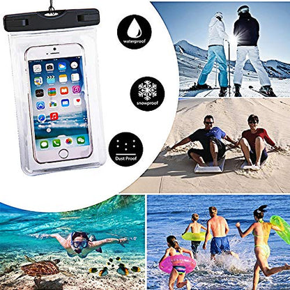 Upgraded Universal Waterproof Case, 2 Pack Waterproof Phone Pouch Dry Bag Compatible Within 6.5 inch Phone (Black & Yellow) - color: Black&Yellow