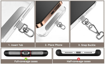 Universal Metal Phone Tether Tab, Heavy-duty Phone Lanyard Tab for Wrist&Crossbody Straps, Full-cover Phone Cases - color: Gold-max
