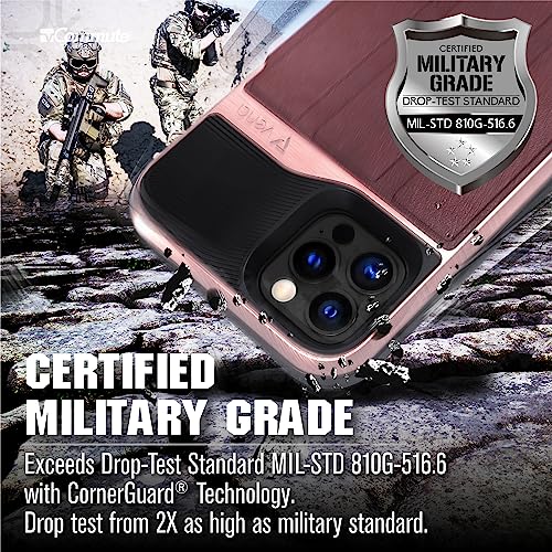 VENA vCommute Wallet Case Compatible with Apple iPhone 12 / iPhone 12 Pro (6.1"-inch), (Military Grade Drop Protection) Flip Leather Cover Card Slot Holder with Kickstand - Rose Gold - color: Red, size: iPhone 12/ 12 Pro