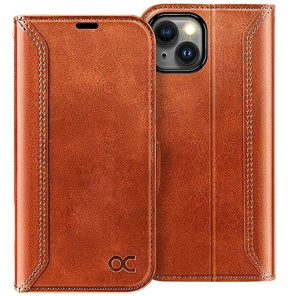 OCASE Compatible with iPhone 15 Wallet Case, PU Leather Flip Folio Case with Card Holders RFID Blocking Kickstand [Shockproof TPU Inner Shell] Phone Cover 6.1 Inch 2023, Retro Brown - color: Retro Brown