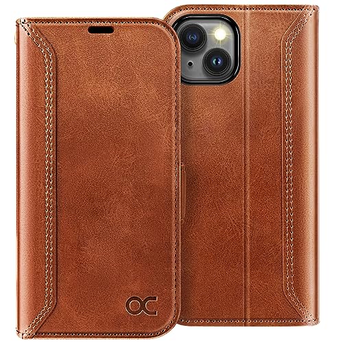 OCASE Compatible with iPhone 15 Wallet Case, PU Leather Flip Folio Case with Card Holders RFID Blocking Kickstand [Shockproof TPU Inner Shell] Phone Cover 6.1 Inch 2023, Retro Brown - color: Retro Brown