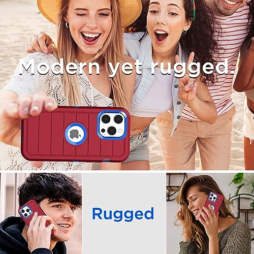 AICase iPhone 15 Pro Max Case,Heavy Duty Drop Protection Full Body Rugged Shockproof Military Protective Tough Durable Cover Compatible with iPhone 15 Pro Max 6.7"_2 - color: Hot Red/Blue