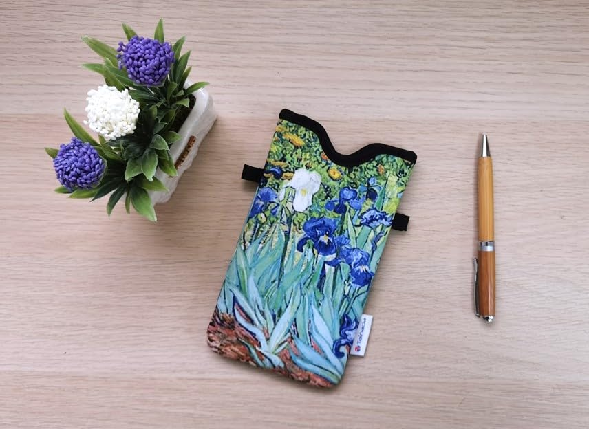 Tainada Neoprene Neck Cell Phone Pouch w/Crossbody Strap (Van Gogh Irises) - color: Van Gogh Irises