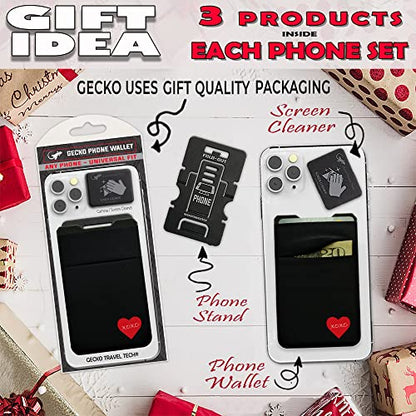 Gecko Travel Tech Double Pocket - Adhesive Card Holder - Cell Phone Pouch - Stick on Spandex Pocket - Carry Credit Cards and Cash (HEART) - color: HEART