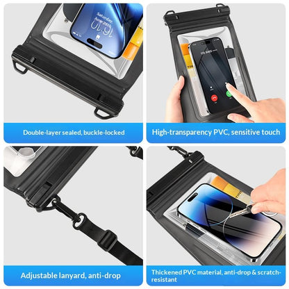 Waterproof Phone Pouch Bag, Clear Touch Screen Window, Crossbody Strap, for Beach Swimming (Black) - color: Black