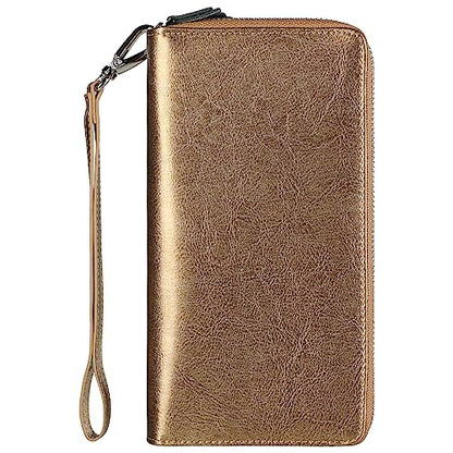 Small Compact Women Wallet RFID Blocking Genuine Leather Bifold Purse with ID Windows - color: 2-waxed Shine Brown, size: One Size