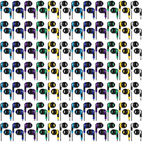 Kigeli 300 Packs Wired Earbuds Bulk, Interlaced Black - color: Interlaced Black