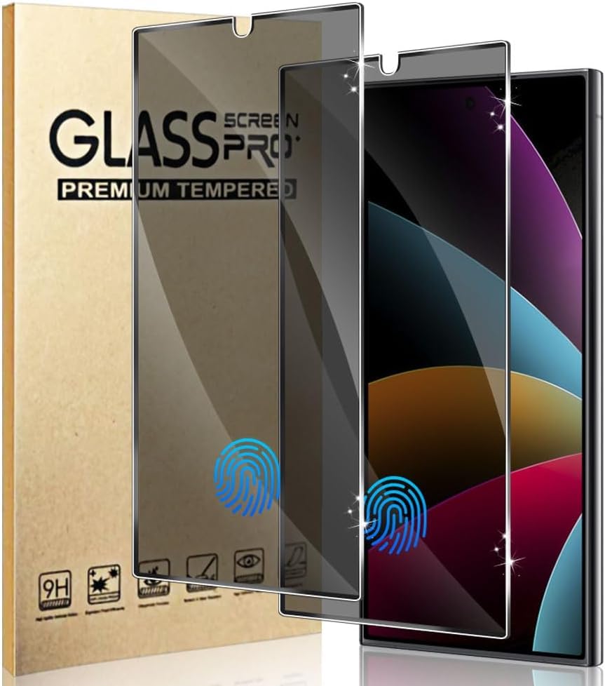 2 Pack Galaxy S24 Ultra Anti spy Privacy Screen Protector, 9H Tempered Glass,Anti-Scratch, Smooth and Responsive Absolute, No Bubbles, High Definition Clear[Anti-Spy Tempered Glass]Easy Install(6.8 ")