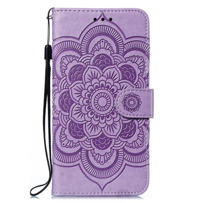 EYZUTAK Case for Samsung Galaxy A15 4G/5G, Premium Leather Magnetic Closure Flip Wallet Phone Case with Card Holder Cash Slot Stand Function Embossed Mandala Flower Shockproof Lanyard Cover - Purple - color: Purple, size: Samsung Galaxy A15 4G/5G