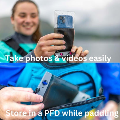 Aquapac Waterproof Phone Case, Medium, Black | iPhone and Android, Made in The UK, Hiking, Mountain Biking, Running Accessory, Floating, IPX8 certified to 30 ft deep. - color: Black, size: Medium