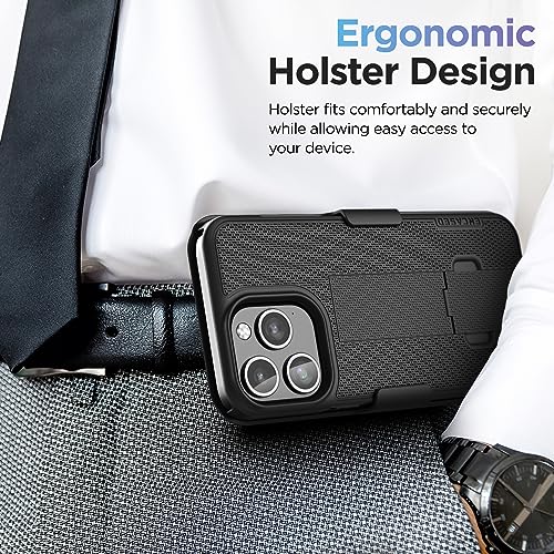 Encased for iPhone 15 Pro Case with Belt Clip Phone Holster and Kickstand Duraclip Series (Matte Black) - size: iPhone 15 Pro