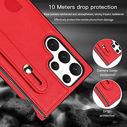 CCSmall Crossbody Case for Samsung Galaxy S23 Ultra w Card Holder KB Red - color: Red, size: Galaxy S23 Ultra