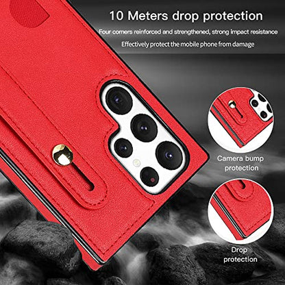 CCSmall Crossbody Case for Samsung Galaxy S23 Ultra w Card Holder KB Red - color: Red, size: Galaxy S23 Ultra