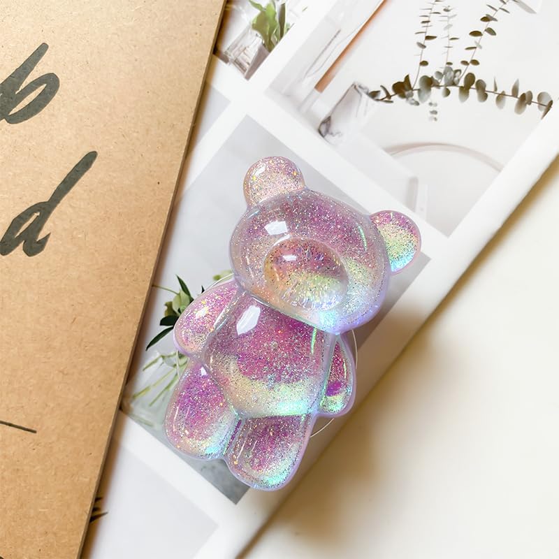 3D Gummy Bear Phone Grip Stand Cute Gummy Bear Style Expandable Collapsible Mobile Phone Grip Stand Holder Comfortable to Hold Phone Grips for Smartphone & Tablet Cell Phone (Purple) - color: Purple