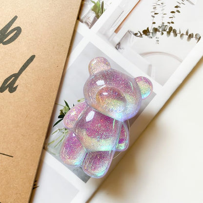 3D Gummy Bear Phone Grip Stand Cute Gummy Bear Style Expandable Collapsible Mobile Phone Grip Stand Holder Comfortable to Hold Phone Grips for Smartphone & Tablet Cell Phone (Purple) - color: Purple