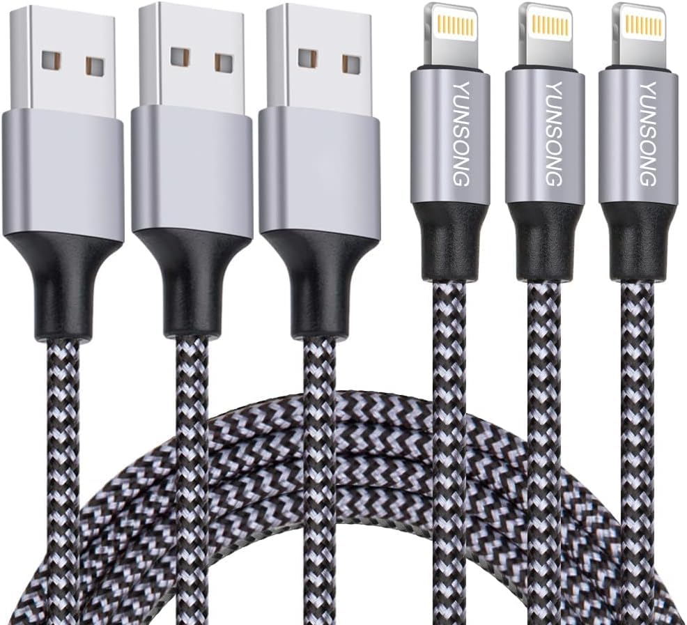 iPhone Charger, 3Pack 6FT Nylon Braided Lightning Cable Fast Charging Cord