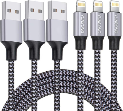 iPhone Charger, 3Pack 6FT Nylon Braided Lightning Cable Fast Charging Cord