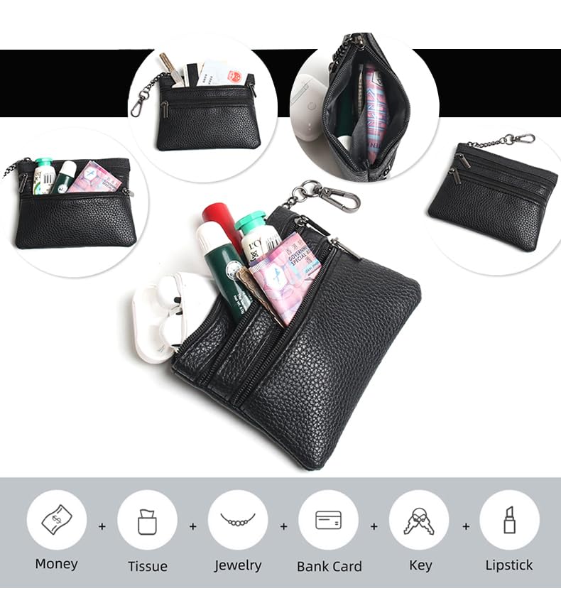 Phone Silk Strap with Zippered Pouch，Fashion Gold Chain(White) - color: White
