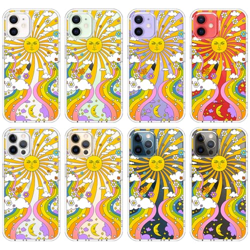 MOSNOVO Case for iPhone 12 & iPhone 12 Pro, [Buffertech 6.6ft Military-Grade Drop Protection] [Anti Peel Off Tech] Clear TPU Bumper Phone Case Cover Design - 70's Psychedelic Groovy Art - color: Clear - 70's Psychedelic Groovy Art, size: iPhone 12 / iPhon