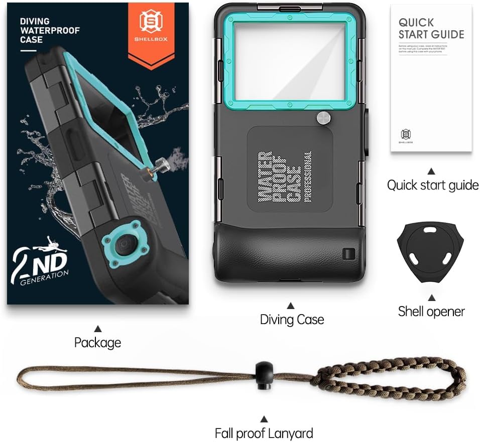 Hllhunkhe Universal Underwater Phone Case for Snorkeling, Professional Diving Waterproof Phone Case for iPhone 7-17 Pro/Pro Max/Plus/Mini, Galaxy S10-S25 Ultra/Plus and Most Phones,Black/Teal - color: Black/Teal